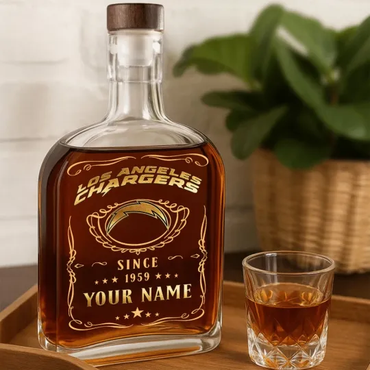 Discover Personalized Los Angeles Football Chargerss Team Whiskey Decanter Whiskey Bottle