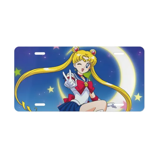 Discover Sailor Moon Serena Tsukino Car Front License Plate Tag Vanity Style - NEW