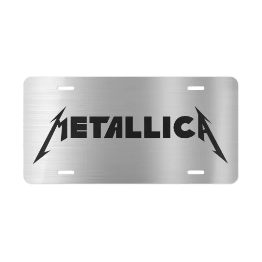 Discover Metallica Car Front License Plate Tag Vanity Style – Printed Silver Look
