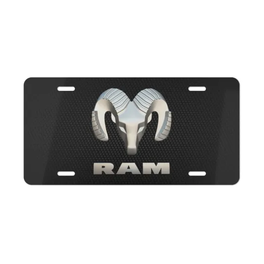Discover RAM, License Plate Car Tag Metal Aluminum (Carbon Fiber Simulation)