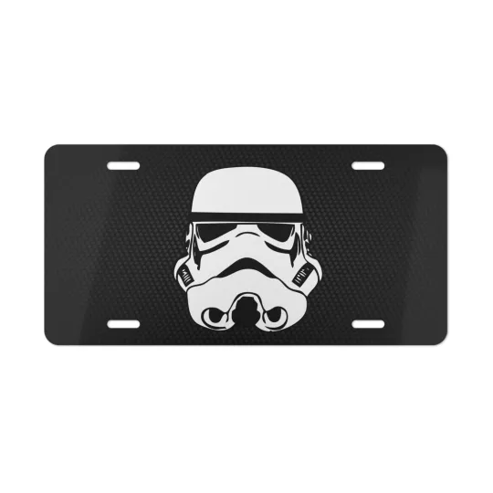 Discover Stormtrooper Helmet, License Plate Car Metal Aluminum (Carbon Fiber Simulation)