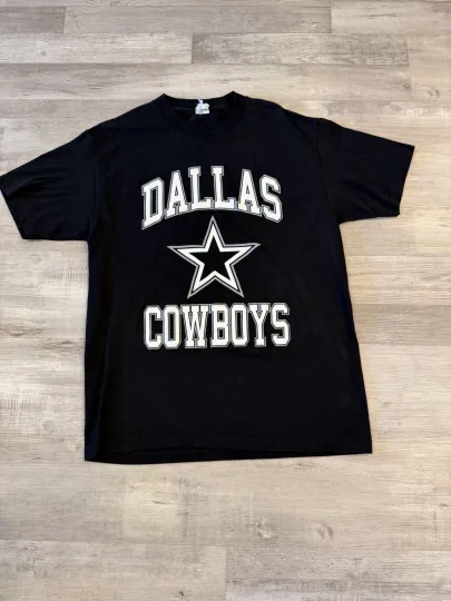 **Vintage Dallas Cowboys Oversized Black GraphicT-Shirt - XL / Large Fit**
