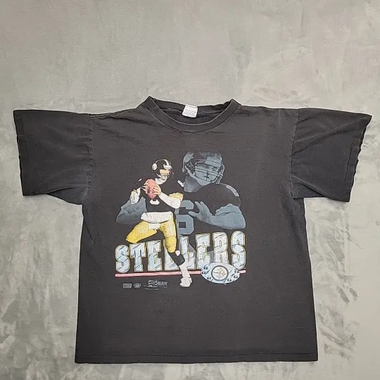 Discover Vintage Steeler Shirt Mens XL Black football 90s Salem Sportswear Single Stitch TEE