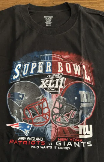 NEW VINTAGE football SUPER BOWL  XLII 42 T SHIRT  XL Black, Patriots NY Giants Tee