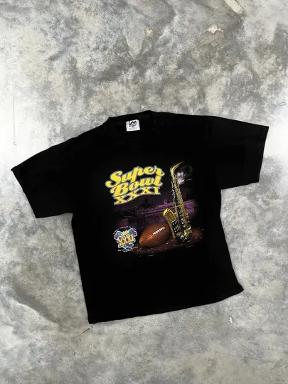 Discover Vintage football Super Bowl XXXI New Orleans Tee Black XL