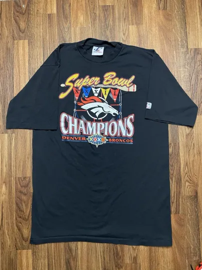 Discover Vintage Super Bowl Shirt Denver Broncos 2XL Black Like New 1998 XXXII football