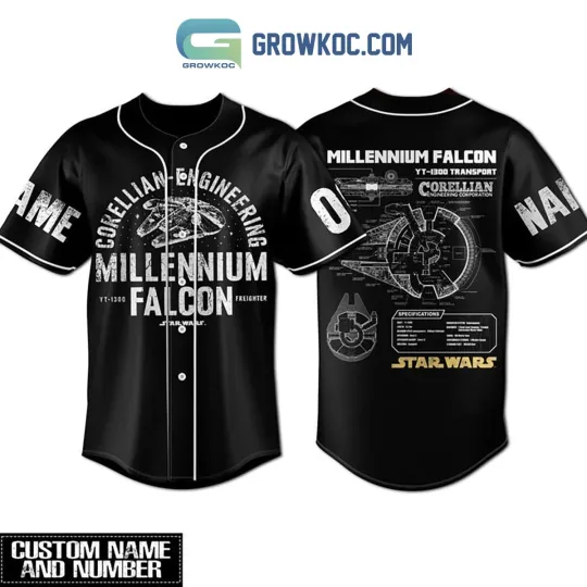 Discover Star Wars Millenium Falcon Personalized Baseball Jersey