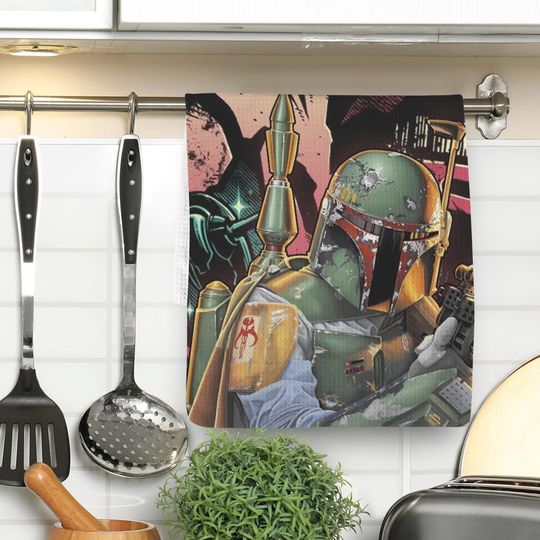 Boba Fett Hand Towel, Funny Political Home Decor, Kitchen Towel