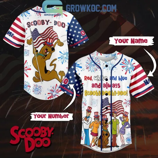 Scooby Doo Red White And Blue And Always Scooby Doo Personalized Baseball Jersey