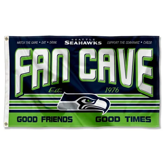 Seattle Seahawks Football Fan Cave Flag