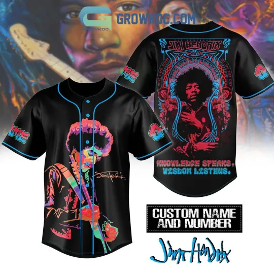Discover Jimi Hendrix Knowledge Speaks Wisdom Listens Personalized Baseball Jersey