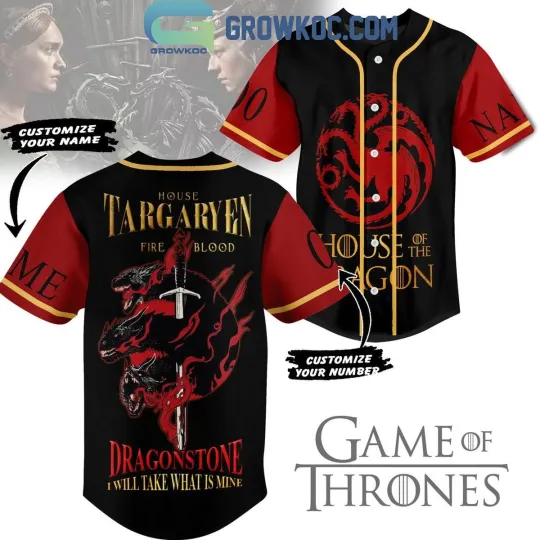 Game Of Thrones House Targaryen Fire And Blood Personalized Baseball Jersey