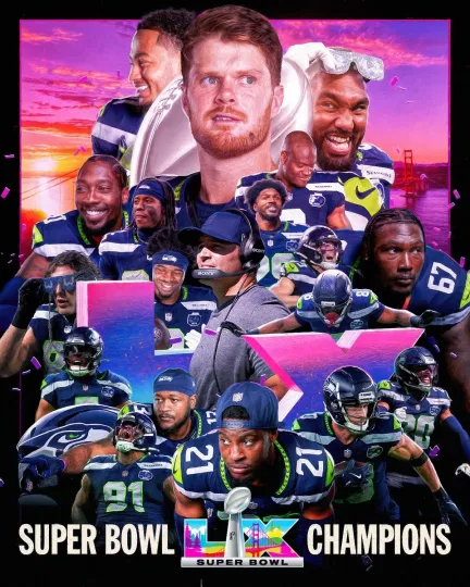Discover FOOTBALL CHAMPION TEAM POSTER,Seattle Seahawkss
