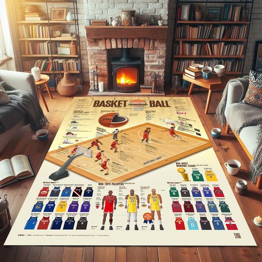 Discover Basketball Court Rug: Non-Slip Microfiber Sports Decor