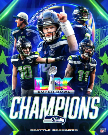 Discover FOOTBALL CHAMPION TEAM POSTER,Seattle Seahawkss
