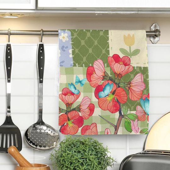 Blossom & Butterfly Hand Towel, Funny Political Home Decor, Kitchen Towel
