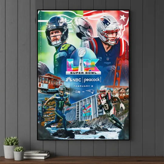 Discover Seattllle Seahawkss Superr B.owll LX 2026 Poster, Unframed