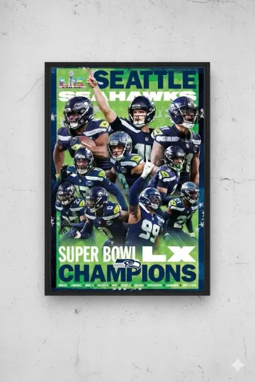 Discover Seattllle Seahawkss Superr B.owll LX 2026 Poster, Unframed
