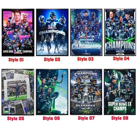 Discover Seat.tle Seahawkss B.owll LX Champions 2026 Poster