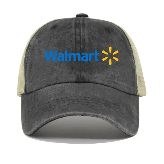 Walmart Logo Printed Black Hat Trucker Cap Adjustable