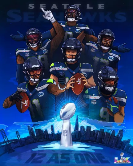 Discover FOOTBALL CHAMPION TEAM POSTER,Seattle Seahawk