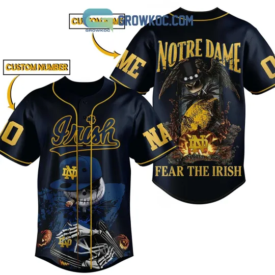 Discover ND Fear The Irish Jack Skellington Personalized Baseball Jersey