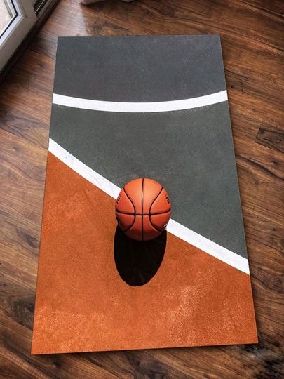 Discover Basketball Court Rug: Non-Slip Polyester Sports Decor