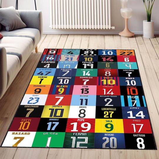 Discover Amazing Team Rug, Legendary Soccer Players Rug, Soccer Jerseys Rug, Legendary Basketball Players, Jerseys Decor Rug, Kids Room Rug, Floor