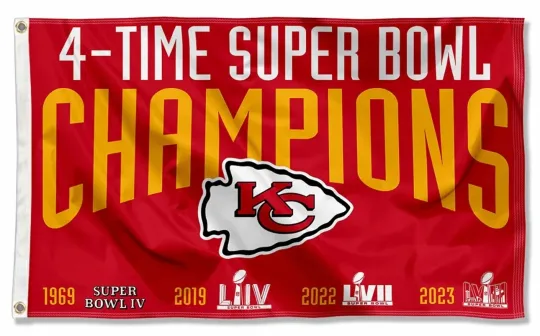 Kansas City Chiefs Super Bowl 2023 Champions flags