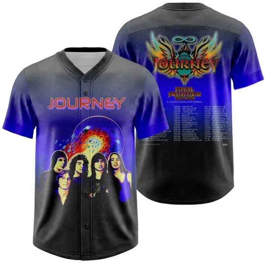 Journey Final Frontier Tour 2026 Baseball Jersey Blue Purple Classic Rock Shirt