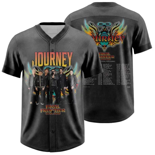 Journey Final Frontier Tour 2026 Baseball Jersey Black Vintage Rock Band Shirt