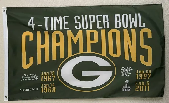 Green Bay Packers Championship Banner Flag Football House Flag