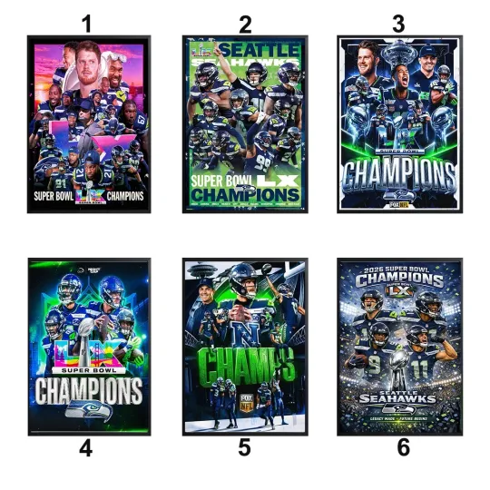 Discover The Seattle Seahawkss Are Super B.owll Lx Champions 2026 Poster