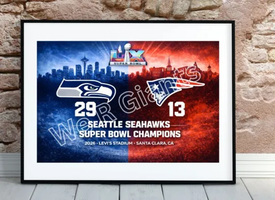 Discover Seattle Seahawkss Super B.owll XLIX Champions 17x11 Poster Score Art