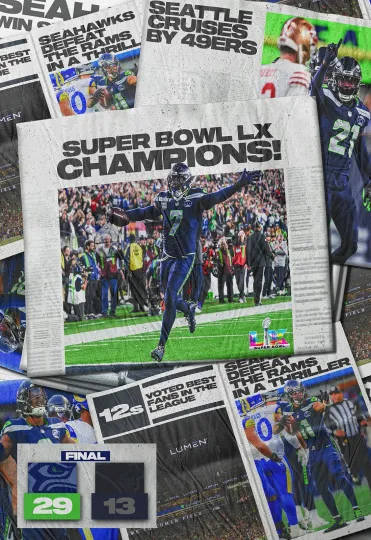 Discover Seattle Seahawkss Super B.owll LX Champions Poster Seahawk Super B.owll LX 4