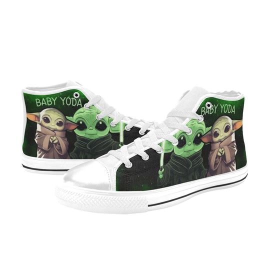 Discover High Top Sneakers Canvas  Custom Baby Yoda Star Wars Sneakers Casual