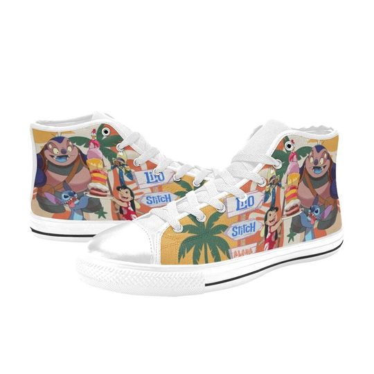 Discover High Top Sneakers Canvas  Custom Lilo And Stitch Sneakers Casual