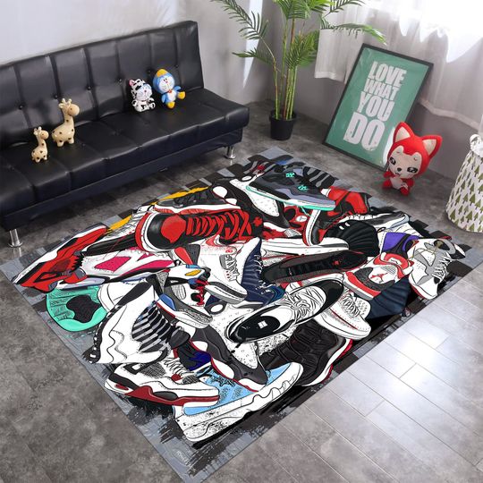 Discover Sneaker Rug: Hypebeast Shoes Off Area Rug