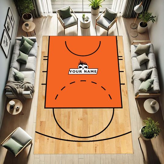 Discover Basketball Court Rug, Custom Sports Rug, Kids Room Decor, Boys Bedroom Mat, Personalized Name Rug, Teen Room Gift, Gamer Decor,Play Area Rug