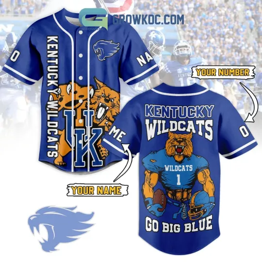 Discover Kentucky Wildcats Go Big Blue Personalized Baseball Jersey