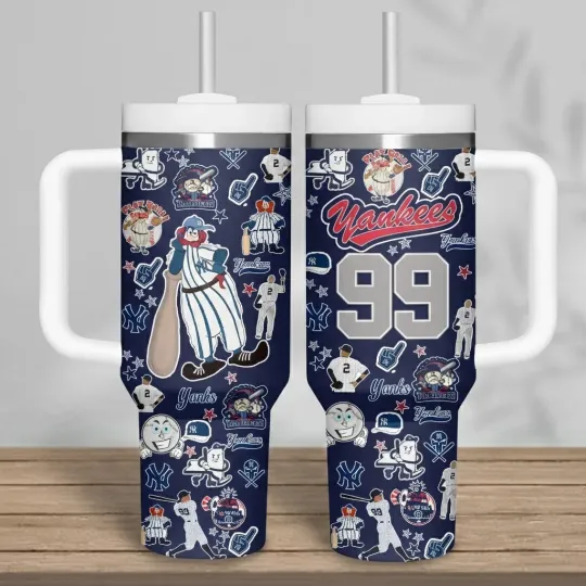Discover Personalized New York Baseball Fan Tumbler with Handle 40oz