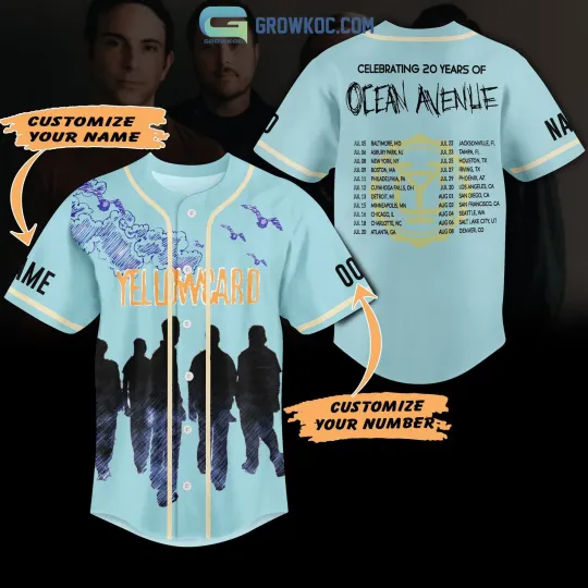 Discover Yellowcard Celebrating 20 Years Of Ocean Avenlie Personalized Baseball Jersey