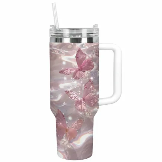 Discover Butterfly Floral Style Tumbler With Handle – 20oz 30oz 40oz