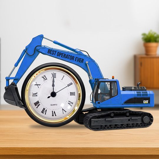 Discover Excavator Desk Clock Plaque - Personalized Gifts For Operator