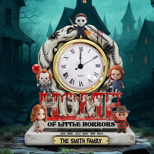 The Horror Family Desk Clock Plaque - Personalized Gifts For Family