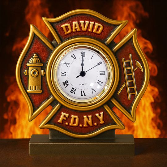 Discover Firefighter Desk Clock Plaque  - Personalized Gifts For Firefighter