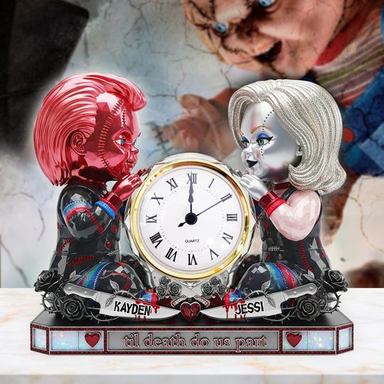 Spooky Couple Desk Clock Plaque - Personalized Gift For Couple