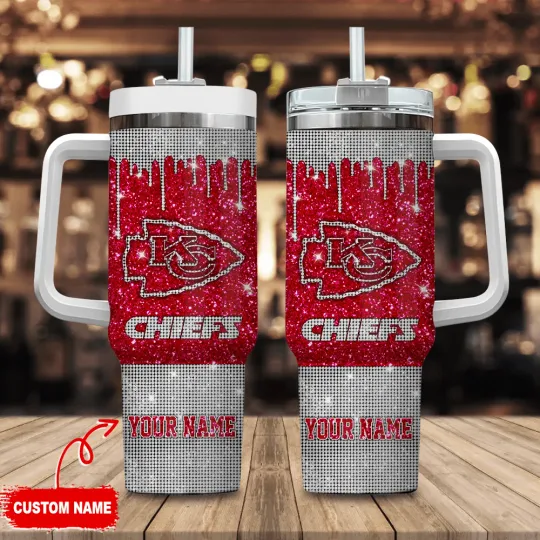 Discover 40 oz Custom Name Football City Tumbler with Handle