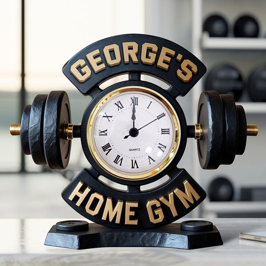 Discover Home Gym Desk Clock Plaque  - Personalized Gifts for Gym Lovers