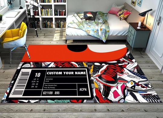 Discover Shoes Box, Sneakers Shoes Rug, Custom Rug, Personalized Rug, Street Cool Rug, Sneakers Decor Rug, Sneaker Art, Fashion Street Rug, Area Rugs